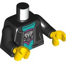 LEGO Black Race Car Carrier Driver Minifig Torso (973 / 76382)