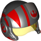 LEGO Zwart Rebel Piloot Helm met Transparant Geel Vizier en Rood (23736 / 35986)