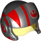 LEGO Black Rebel Pilot Helmet with Transparant Yellow Visor and Red and White Decoration (23736 / 35986)