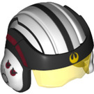 LEGO Zwart Rebel Piloot Helm met Transparant Geel Vizier met Wit Top (29267 / 42719)