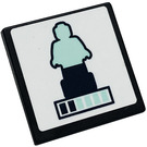 LEGO Zwart Roadsign Clip-Aan 2 x 2 Vierkant met Aqua Statue Sticker met Open 'O'-clip (15210)