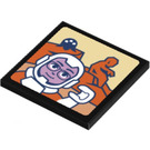 LEGO Zwart Roadsign Clip-Aan 2 x 2 Vierkant met Astronaut Selfie Sticker met Open 'O'-clip (15210)