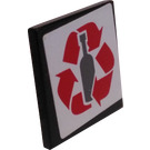 LEGO Black Roadsign Clip-on 2 x 2 Square with Bottle Recycling Sticker with Open 'U' Clip (15210)