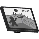 LEGO Black Roadsign Clip-on 2 x 2 Square with CCTV Sticker with Open 'O' Clip (15210)