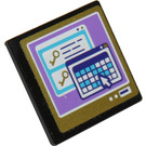 LEGO Zwart Roadsign Clip-Aan 2 x 2 Vierkant met Computer monitor Sticker met Open 'O'-clip (15210)
