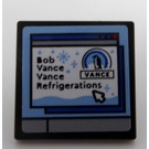 LEGO Schwarz Roadsign Clip-auf 2 x 2 Platz mit Computer Screen mit 'Bob Vance Refrigerations' Aufkleber mit offenem 'O' Clip (15210)