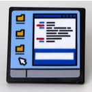 LEGO Black Roadsign Clip-on 2 x 2 Square with Computer Screen with Folders and Text Sticker with Open 'O' Clip (15210)