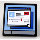 LEGO Black Roadsign Clip-on 2 x 2 Square with Computer Screen with Music Page Sticker with Open 'O' Clip (15210)