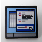 LEGO Black Roadsign Clip-on 2 x 2 Square with Computer Screen with Spreadsheet Sticker with Open 'O' Clip (15210)
