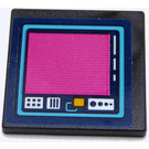 LEGO Black Roadsign Clip-on 2 x 2 Square with Dark Pink Square Screen Sticker with Open 'O' Clip (15210)