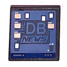 LEGO Schwarz Roadsign Clip-auf 2 x 2 Platz mit DB News Aufkleber mit offenem 'O' Clip (15210)