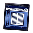 LEGO Black Roadsign Clip-on 2 x 2 Square with Desktop with Newspaper Page Sticker with Open 'O' Clip (15210)