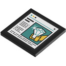 LEGO Zwart Roadsign Clip-Aan 2 x 2 Vierkant met Diamant in Hand News Screen Sticker met Open 'O'-clip (15210)