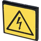 LEGO Black Roadsign Clip-on 2 x 2 Square with Electricity Danger Sign Sticker with Open 'U' Clip (15210)
