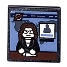 LEGO Black Roadsign Clip-on 2 x 2 Square with Female Newsreader Sticker with Open 'O' Clip (15210)