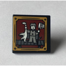 LEGO Black Roadsign Clip-on 2 x 2 Square with Gilderoy Lockhart with Fishing Net Sticker with Open 'O' Clip (15210)