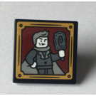 LEGO Black Roadsign Clip-on 2 x 2 Square with Gilderoy Lockhart with Mirror Sticker with Open 'O' Clip (15210)