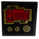 LEGO Schwarz Roadsign Clip-auf 2 x 2 Platz mit Gold Knobs und Speaker Gitter Aufkleber mit offenem 'O' Clip (15210)