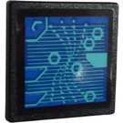 LEGO Black Roadsign Clip-on 2 x 2 Square with Monitor Screen Sticker with Open 'O' Clip (15210)