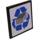 LEGO Black Roadsign Clip-on 2 x 2 Square with Paper Recycling Logo Sticker with Open 'U' Clip (15210)