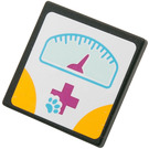 LEGO Zwart Roadsign Clip-Aan 2 x 2 Vierkant met Paw Print & Weighing Scales Sticker met Open 'O'-clip (15210)