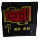LEGO Schwarz Roadsign Clip-auf 2 x 2 Platz mit rot Screen und Gold Switches Aufkleber mit offenem 'O' Clip (15210)