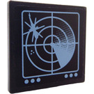 LEGO Black Roadsign Clip-on 2 x 2 Square with Screen with radar Sticker with Open 'O' Clip (15210)