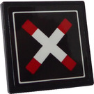 LEGO Black Roadsign Clip-on 2 x 2 Square with St. Andreas Cross Sticker with Open 'O' Clip (15210)