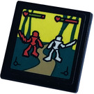 LEGO Black Roadsign Clip-on 2 x 2 Square with Video Game Screen Sticker with Open 'O' Clip (15210)