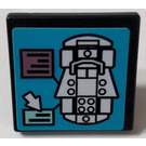 LEGO Zwart Roadsign Clip-Aan 2 x 2 Vierkant met Wit Auto, Mouse Cursor Pijl en Text Boxes Sticker met Open 'O'-clip (15210)