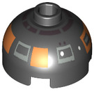 LEGO Black Round Brick 2 x 2 Dome Top (Undetermined Stud - To be deleted) with R2-D5 Pattern (55439)