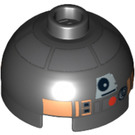 LEGO Black Round Brick 2 x 2 Dome Top (Undetermined Stud - To be deleted) with R2-Q5 Pattern (55439)