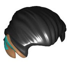 LEGO Schwarz Kurz Haar Swept Der Rücken mit Medium Dark Flesh Ohren mit Dark Turquoise Tips (67416)