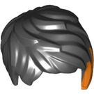 LEGO Zwart Kort Tousled Haar naar Links geveegd met Oranje Highlights (37823 / 66180)