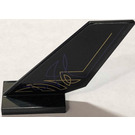 LEGO Black Shuttle Tail 2 x 6 x 4 with Purple and Gold Geometric Lines Pattern on Left Side Sticker (6239)