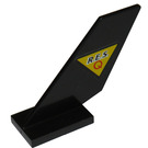 LEGO Black Shuttle Tail 2 x 6 x 4 with Res-Q Logo Sticker (6239 / 18989)
