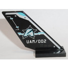 LEGO Black Shuttle Tail 2 x 6 x 4 with 'UAM/002' and Ultra Agents Logo (Both Sides) Sticker (6239)