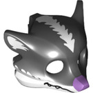 LEGO Black Skunk / Fox Mask with White Fur and Lavender Nose (13546 / 14296)