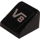 LEGO Schwarz Steigung 1 x 1 (31°) mit Silber V8 Aufkleber (50746)
