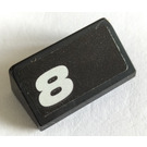 LEGO Black Slope 1 x 2 (31°) with '8' Sticker (85984)