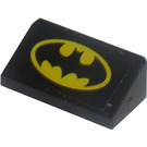 LEGO Zwart Helling 1 x 2 (31°) met Batman logo (Smaller) Sticker (85984)