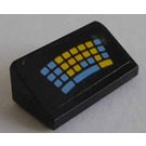 LEGO Zwart Helling 1 x 2 (31°) met Blauw en Geel Keyboard Sticker (85984)
