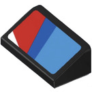 LEGO Schwarz Steigung 1 x 2 (31°) mit Blau, rot und Weiß Shapes Aufkleber