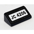 LEGO Zwart Helling 1 x 2 (31°) met 'JC 4206' Sticker (85984)