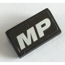 LEGO Zwart Helling 1 x 2 (31°) met 'MP' Sticker (85984)