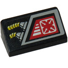LEGO Noir Pente 1 x 2 (31°) avec rouge Target Screen et Jaune Cables Autocollant (85984)