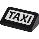LEGO Black Slope 1 x 2 (31°) with "TAXI" Sticker (85984)
