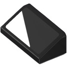 LEGO Noir Pente 1 x 2 (31°) avec blanc Triangle Autocollant