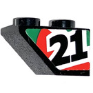 LEGO Zwart Helling 1 x 2 (45°) Omgekeerd met '21' (Rechtsaf) Sticker (3665)