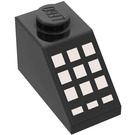 LEGO Zwart Helling 1 x 2 (45°) met 9 + 3 Wit Buttons (3040)